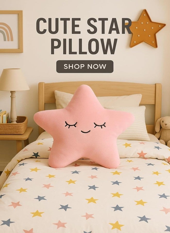 HAPPY BRO Soft Star Shaped Pillow - Pink Color | Decorative Plush Cushion for Kids, Bedroom & Living Room - Image 5